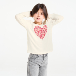 تيشيرت مزين برسمة زهور للفتيات